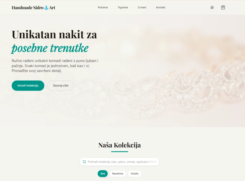 Početna stranica s elegantnim