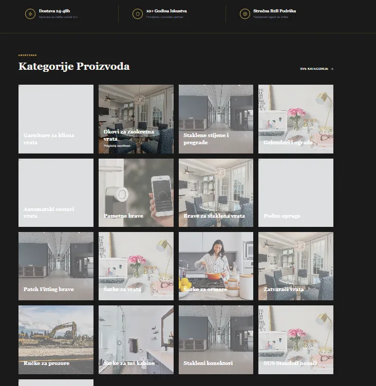 Modularni grid sa 16 predivno usklađenih kategorija proizvoda koji omogućuje trenutni pregled asortimana na terenu